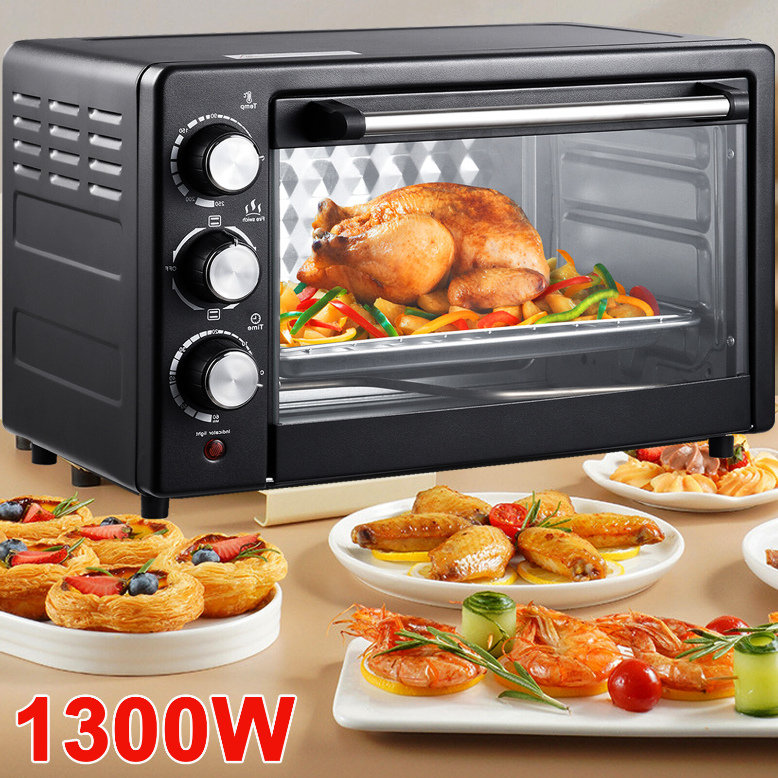 Mini Backofen 22L Camping Minibackofen Ofen Pizza Tisch Camping Klein Groß 1300W