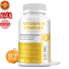 Vitamin B Complex 120 Capsules B1,B2,B3,B5,B6,B7,B9,B12, Immune Support Pills