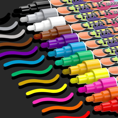 12 Farben Kreidestifte Kreidemarker Tafel Fenster Neon Kreide Stift abwischbar