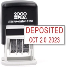 Cosco 2000 Plus Self-Inking Rubber Date Office Stamp with DEPOSITED Phrase &