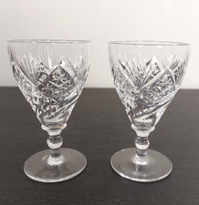 Webb Corbett Crystal Glass x2 Sherry Port Glasses 70ml 10cm Height Vintage