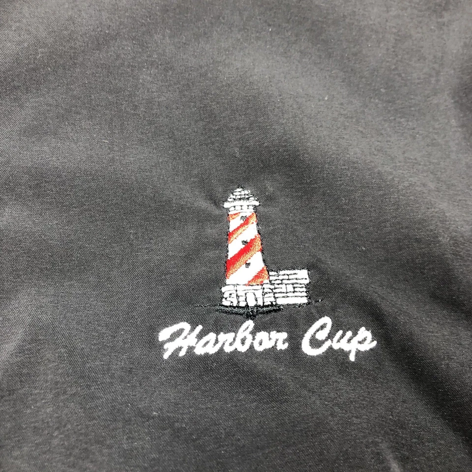 Footjoy Vest Mens L Black 1/4 zip Pullover Golf Activewear Wind Harbor Cup Logo - Image 4 of 4