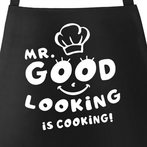 Kochschürze Grill-Schürze für Männer Spruch Mr. Good looking is cooking - Bild 1 von 2