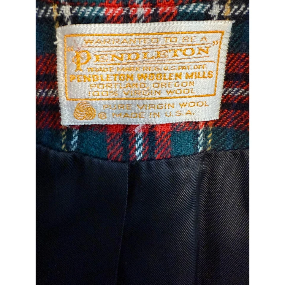 Pendlelton Women's Wool Red Green Black Plaid Blazer Size 14 - Image 3 of 4