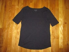 Ladies Talbots Navy Blue Lace Detail Scoop Neck Top Shirt Size Small