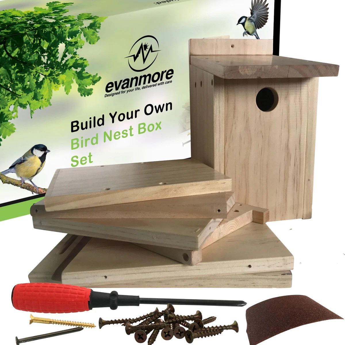 Construye tu propio juego de caja para pájaros kit hágalo usted mismo nido de pájaros casa regalo madera para niños nuevo
