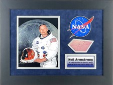 Neil Armstrong Autographed Cut Signature with NASA 8x10 Photo Framed PSA LOA