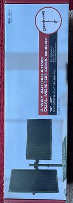 QualGear QG-DM-02-22 3-Way Articulating Dual Monitor Desk Mount 13''-27'' New