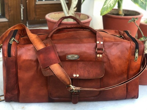 Uomo Vacchetta Migliore Qualità Pelle Vintage Borsone Palestra da Viaggio  Borsa | eBay