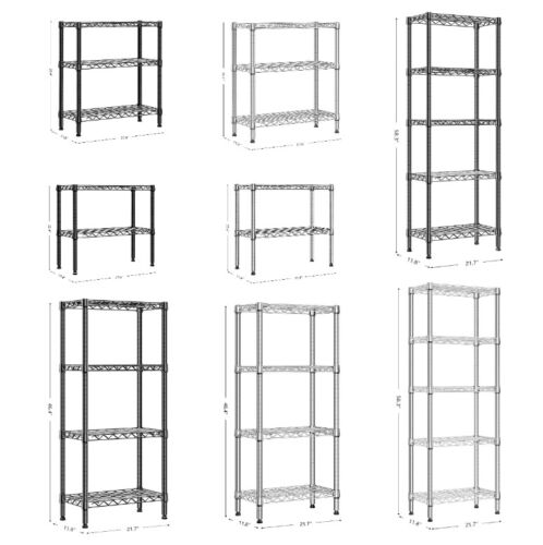 2/3/4/5/6 Tiers Industrial Bookcases Storage Shelf Metal Shelving Standing Rack