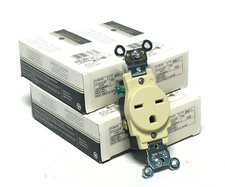  4 Leviton 15 A Ivory Industrial Heavy Duty Self Grounding Single Outlet 5661-1