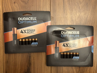 2 Packs Duracell Optimum AAA Batteries with 4X Power Boost (12 ct each)