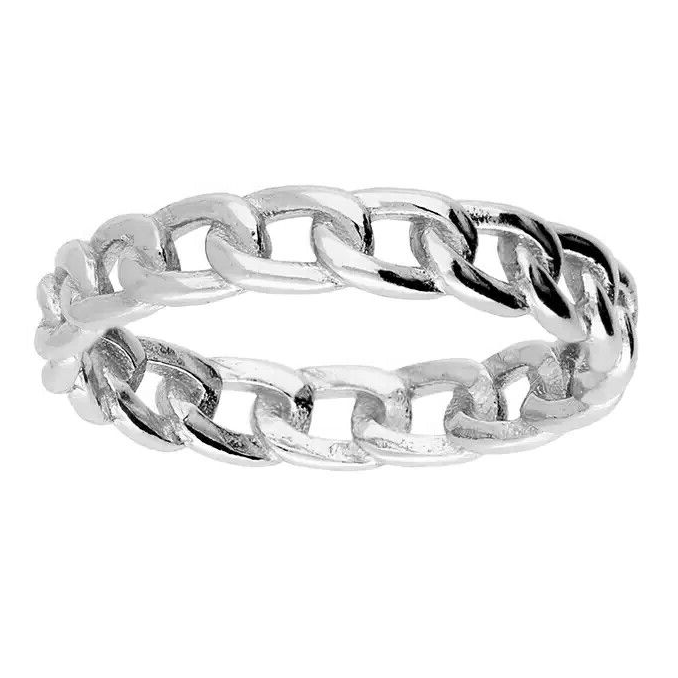 Cuban Link Chain Ring Sterling Silver 925 Hallmarked British Made Size ...