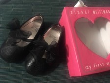 My First Stuart Weitzman Flat Infant Toddler Baby Bling Black Sequin Size 4 US