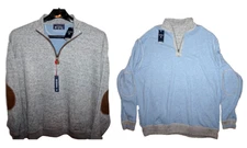 Mens 1/4 Zip Reversible Sweater by Cremieux XXL Gray & Light Blue NWT