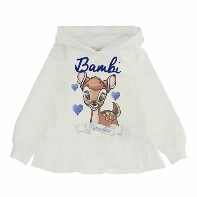 MONNALISA Mädchen Sweatshirt Bambi Herzen Strass creme Kapuze und Gala 8 Jahre