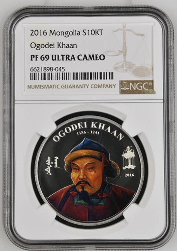 2016 MONGOLIA SILVER 10,000 TOGROG OGODEI KHAAN - NGC PF 69 ULTRA CAMEO