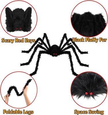 CHBOP 3 Pezzi Halloween Creepy Giant Spider Decor, 75cm