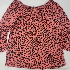 Emma Rose Women's Boutique Shirt Top Orange Black Bell Sleeve New Size SMALL S