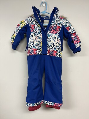 Roxy Snowsuit dry flight technology toddler animal print blue Fur Collar  ￼2T