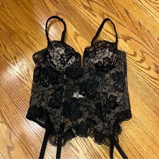 Victoria  s Secret Black Lace Corset Top 34B Vintage 90s