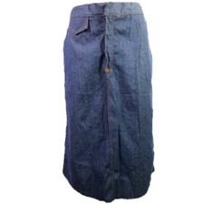Denim Jean Skirt Long Size 34 Modest Vintage 70s Orange Stitching Fancy This
