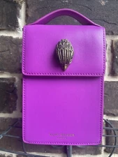 NWT $225 Kurt Geiger Bond Drench Leather Phone Crossbody Bag Medium Purple
