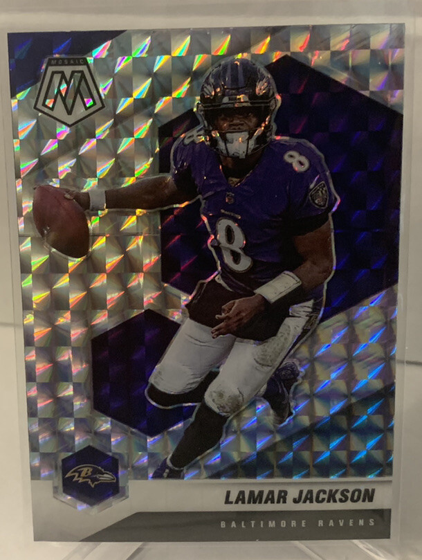 2020 Panini Mosaic Football Lamar Jackson Mosaic Silver Prizm Ravens #19