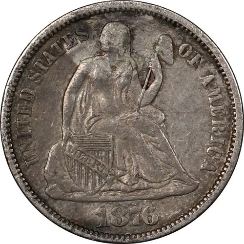 1876 Choice XF Details Seated Liberty Dime- Partial Luster, Toned, Start 99c NR!