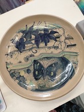 Potters Wheel Jersey Charger Plate Butterfly Design, art nouveau, studio pottery