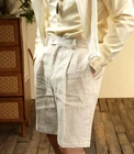 Italian Style Men's Naples 100% Linen Straight High Waist Dress Shorts Pants New