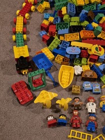 HUGE Lego Duplo lot bulk Figures Train Cars Base Plates And Many Extras 18+ Lbs.