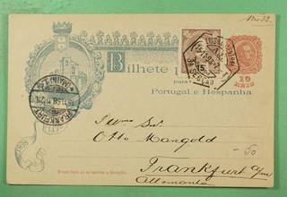 DR WHO 1898 PORTUGAL TARJETA POSTAL MEJORADA LISBOA A ALEMANIA R47919