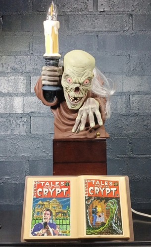 Vintage 1996 Tales from the Crypt Crypt Keeper Light-Up Eyes Candelabra & Book