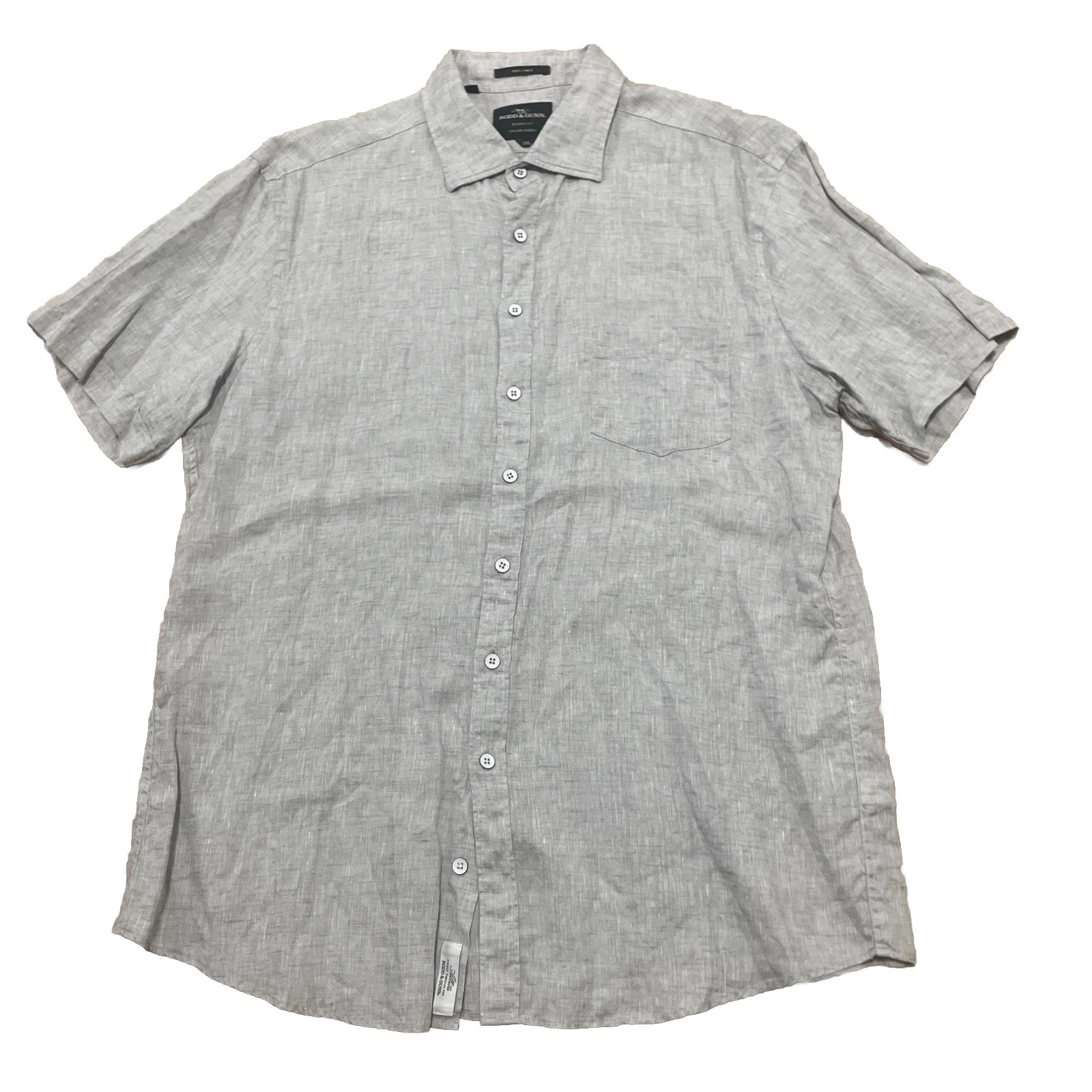 Rodd & Gunn Shirt Men 2XL Gray 100% Linen Pocket Sport Fit Old Money Capsule XXL