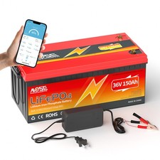 36V 150Ah Bluetooth LiFePO4 Lithium Battery 200A BMS Golf Cart Marine RV Charger