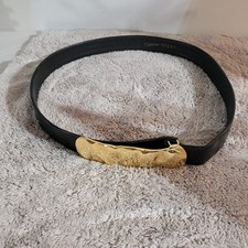 Calderone Black Ladies Belt 29"x1" Shiney Gold Buckle