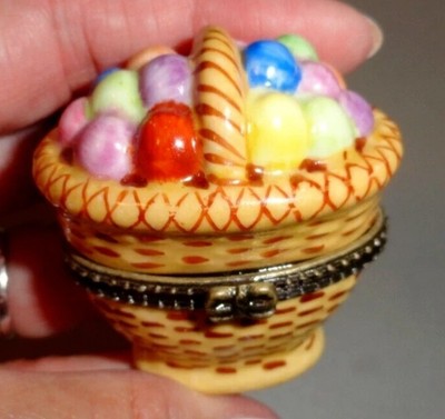 Easter Egg Basket Trinket Box Ceramic Hand painted