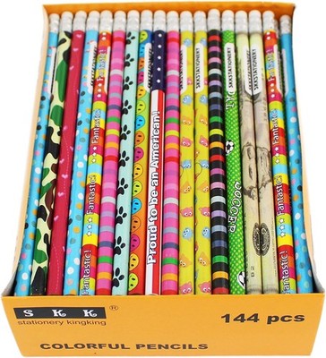 SKKSTATIONERY Assorted Colorful Pencils, 1 Count (Pack of 144), 1 Box 144 