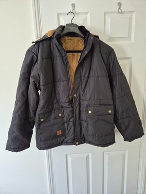 Herren Parka Mantel schwarz mit Fell gefüttert mit Kapuze, 5 Taschen & Bündchenärmeln XXXL