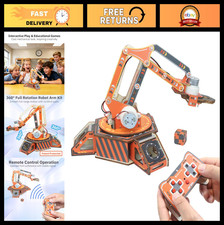 360 Rotating Robot Arm Kit - DIY Wooden STEM Project for Kids Teens, Engineer