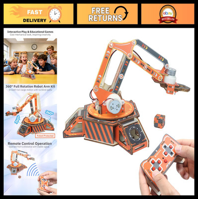360° Rotating Robot Arm Kit - DIY Wooden STEM Project for Kids & Teens, Engineer