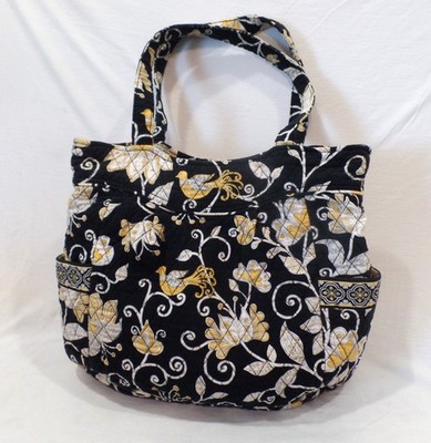 Vera Bradley Yellow Bird Pattern Betsy Quilted Shoulder Bag Purse 15x13 in