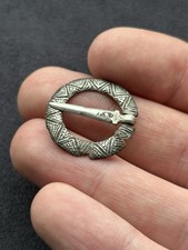 Rare Antique Museum Quality English 14th Century Silver Ave Maria Annular Brooch