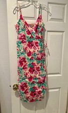 New, With Tags, J. Crew Pink Floral Cotton Wrap Dress, size 4