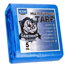 CARTMAN 14x20ft Blue Poly Tarp 5 Mil - Waterproof, Camping, RV, Boat Cover