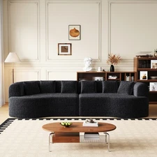 106.3'' Bone-Free Cloud Sofa w Chenille Four-Seater Memory Foam Sofa, Black