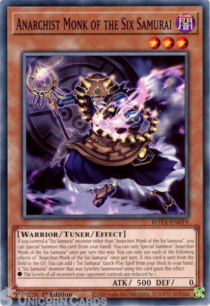 ROTA-EN019 Anarchist Monk of the Six Samurai : Common 1st Edition YuGiOh Card