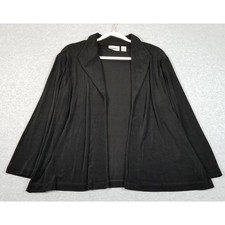 Chico's Travelers Cardigan Jacket Womens XL 3 Black Slinky Knit Long Sleeve Open