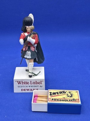 Vintage Dewar s White Label Scotch Whiaky English Guard Match Holder Bar Vintage